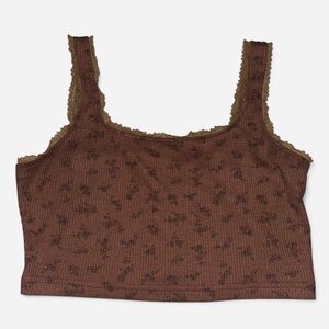 Brown Floral Tank Top
